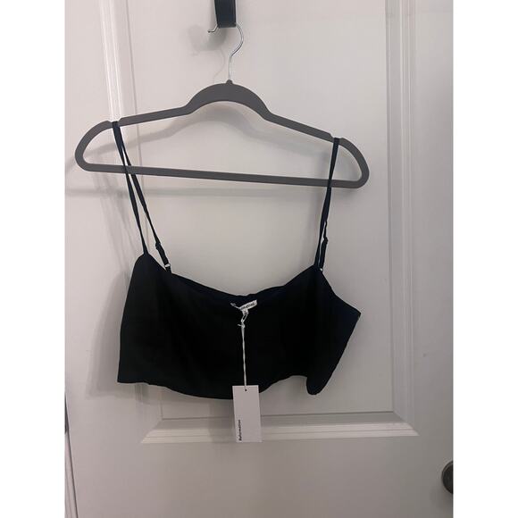 Reformation Amery Linen Cropped Top Size 12 Black Beachy Party Whimsigoth Boho - Picture 2 of 9